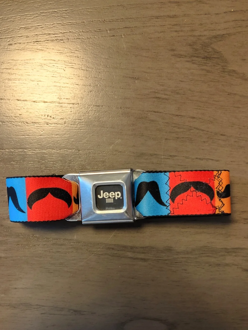 Jeep Colorblock Mustache Seatbelt Bracelet - Red, Blue, Orange
